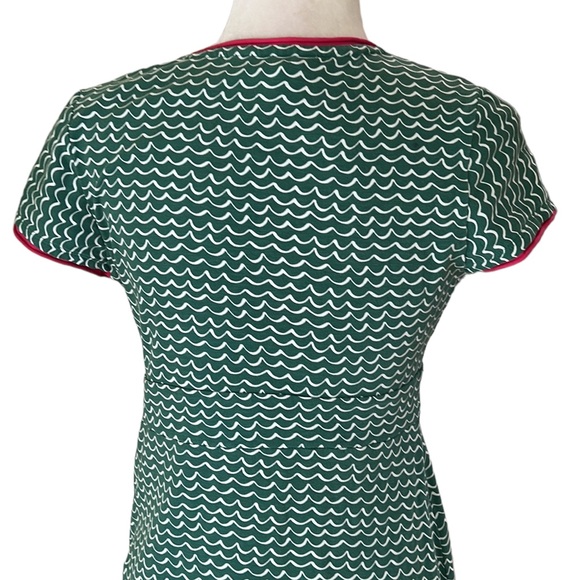 Boden Green Pink Wavy Striped Knit Day Dress - 8 - Picture 8 of 14